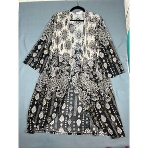 Dark Boho Paisley Kimono‎ Duster Gold Metallic Whimsygoth XL